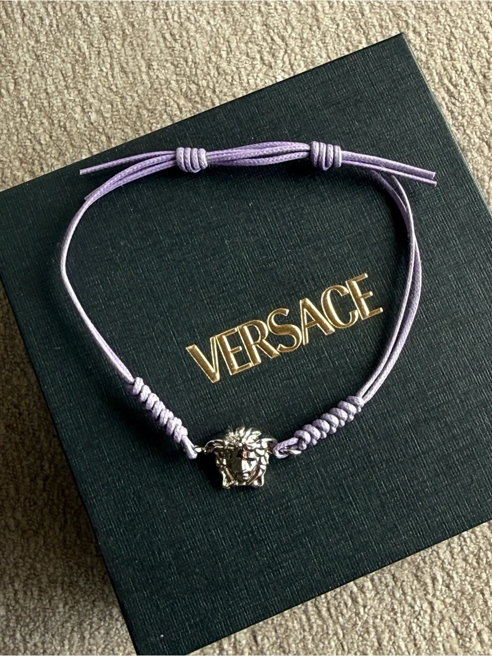 Versace Women’s Lavender Cord Bracelet with Signature Medallion